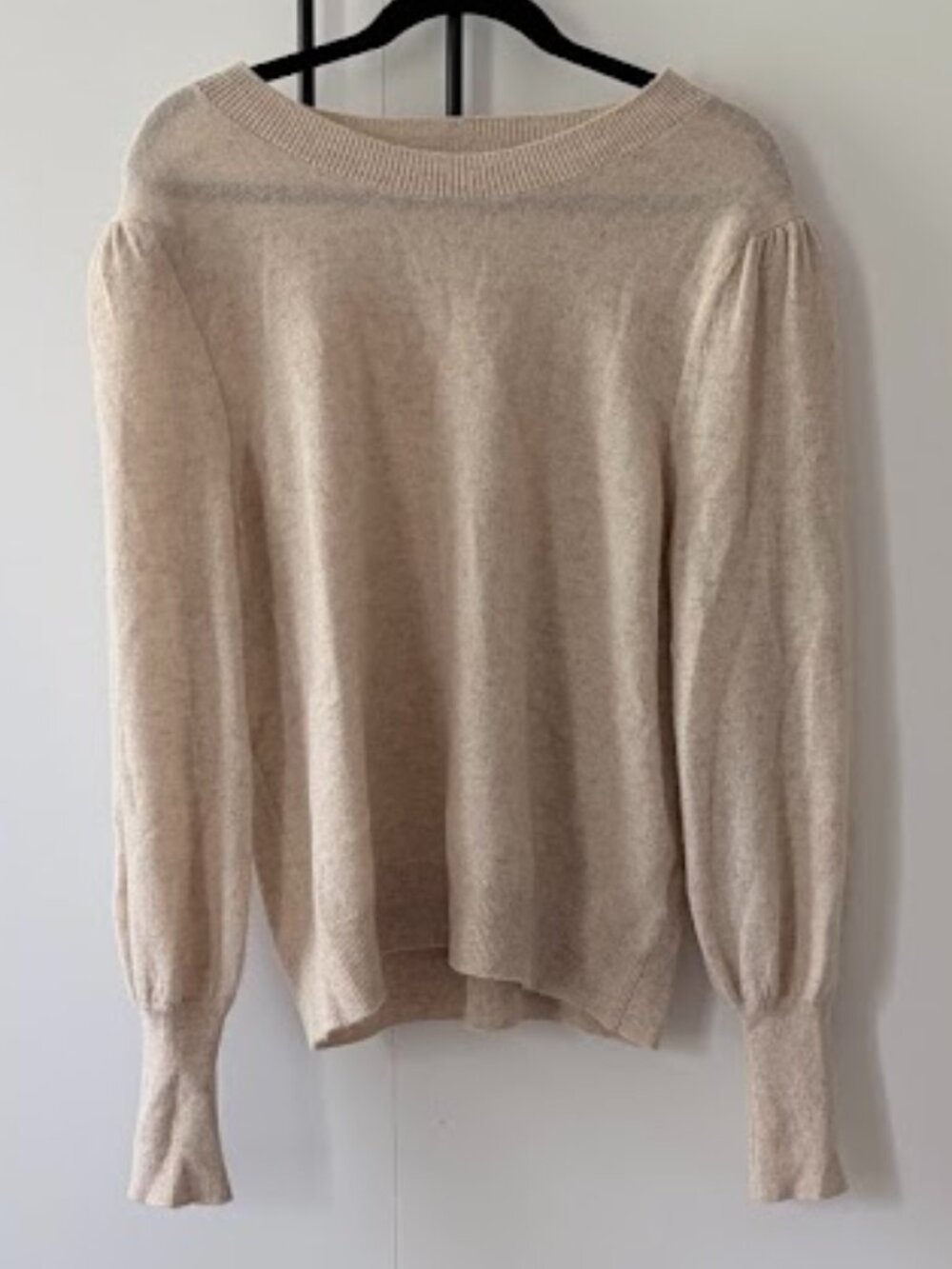 Veronica Beard Cashmere Sweater Cream XL 100% Cashmere